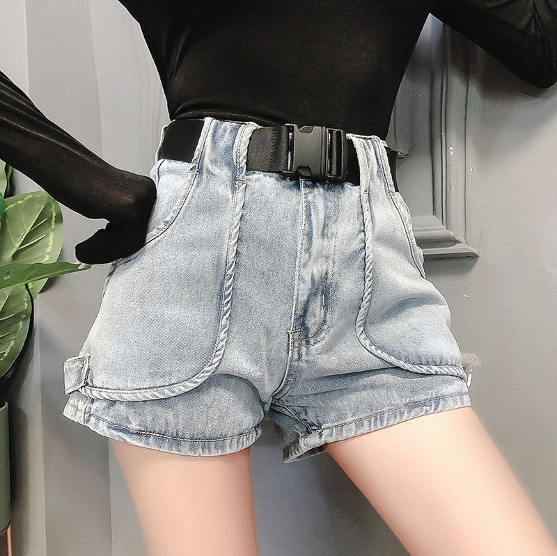 Three-dimensional pocket denim shorts