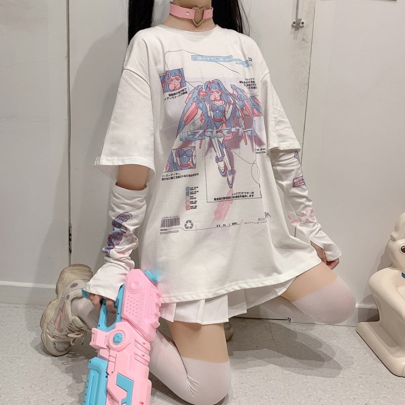 College Style Girl Student Short Sleeve